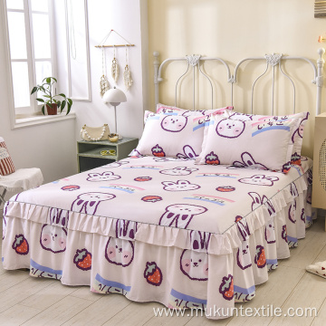 New design Printed home bed skirt bed sheet